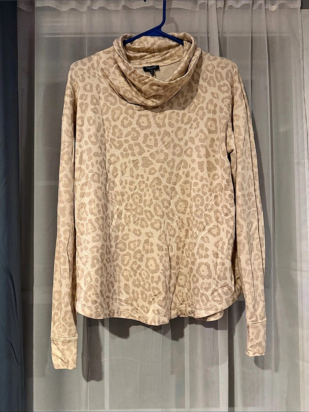 Splendid Leopard Print Cowl Neck Pullover Sweatshirt Medium